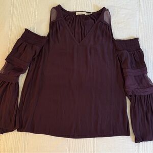 Ramy Brook Deep Purple Cold-Shoulder Blouse